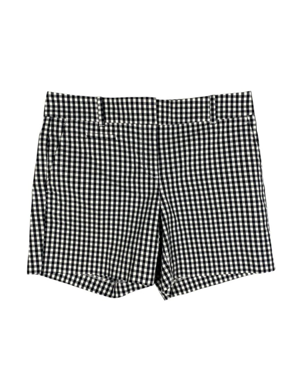 Ann Taylor Womens 2 Black White Gingham Cotton Spandex Shorts Pockets Summer - Picture 2 of 7